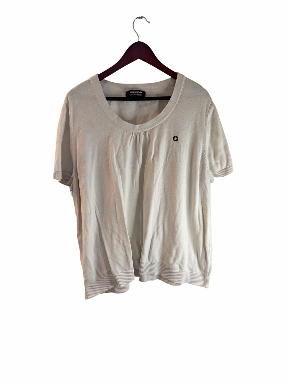 Lands' End CHASE Cream Scoop-Neck Short Sleeve Knit Top